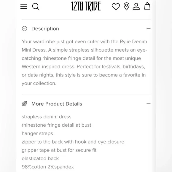 12th Tribe Rylie Denim Strapless Fringe Mini Dress - Picture 8 of 8